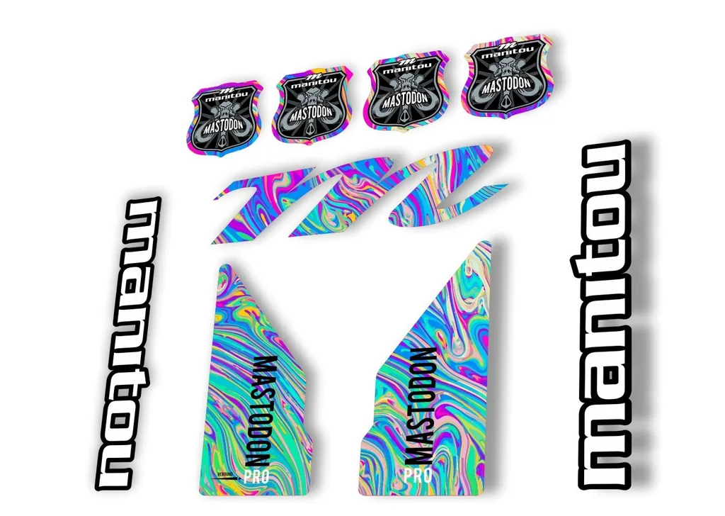 Manitou Mastadon Pro 2017 Fork Suspension Decal Kit Sticker Oil Slick 1 - 1