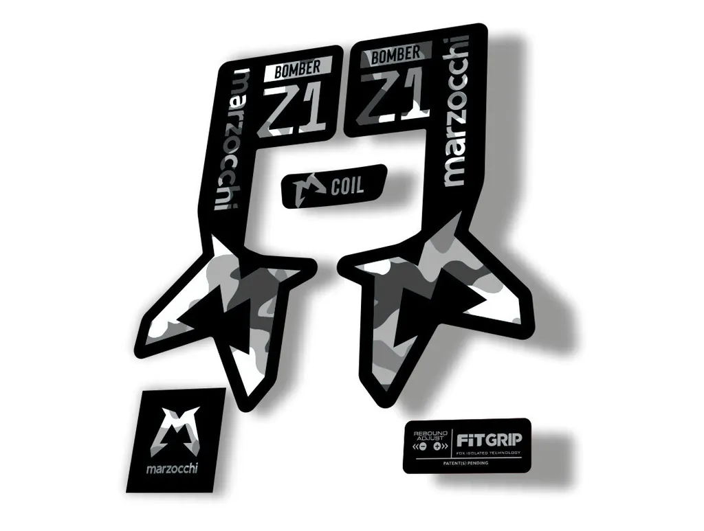 Marzocchi Bomber Z1 2025 2025 Fork Suspension Sticker Decal Kit White Camo - 1