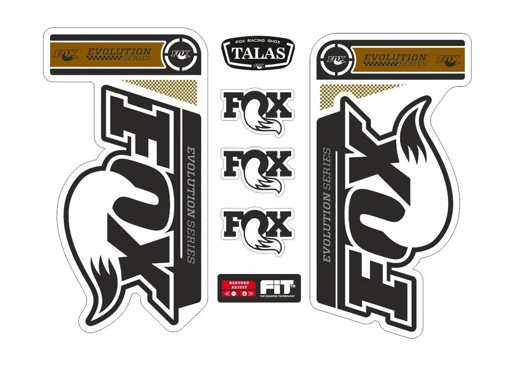 FOX 34 Evolution Talas Forks Suspension Factory Decal Kit Sticker Adhesive Gold - 1