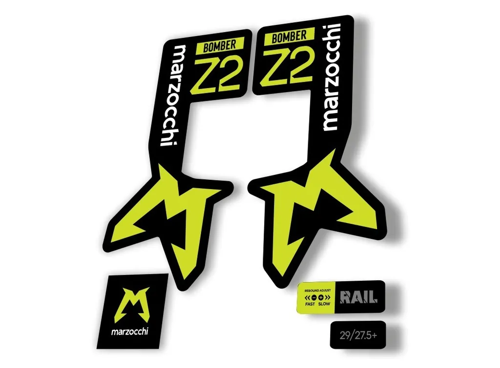 Marzocchi Bomber Z2 2025 Fork Suspension Sticker Decal Kit Adhesive Lime Green - 1