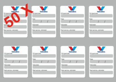 50x VALVOLINE Oil Change Service Reminder Decal Stickers Adhesive Labels Die Cut - 1