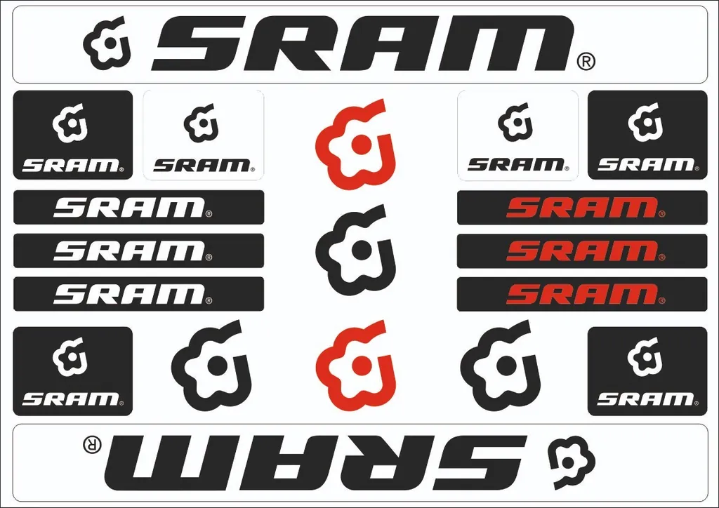 Bicycle Vinyl Stickers – Compatible with SRAM Bikes – White - 1