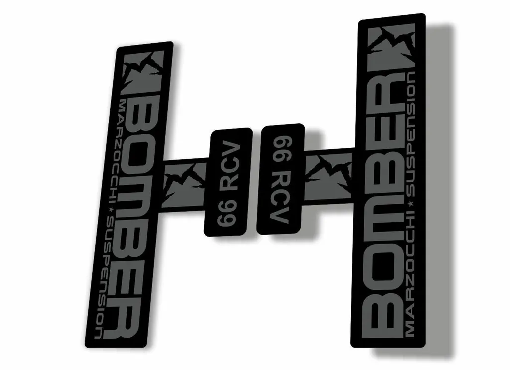 Marzocchi Bomber 66 RCV 2009 Fork Suspension Sticker Decal Kit Adhesive Gray - 1