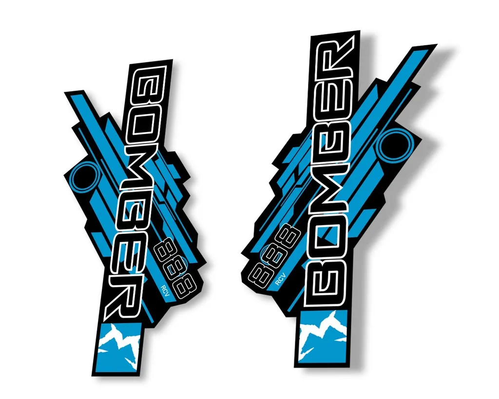 Marzocchi Bomber 888 RCV 2014 Fork Suspension Sticker Decal Kit Adhesive Blue - 1