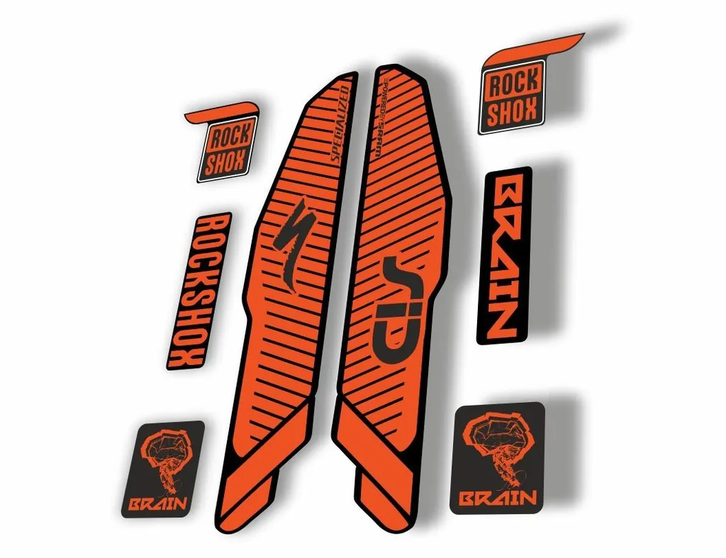 Rock Shox SID Brain 2015 Mountain Bike Cycling Decal Sticker Adhesive Orange - 1
