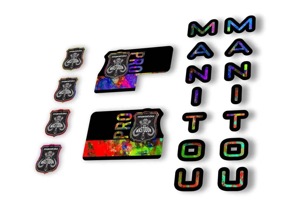 Manitou Mastadon Pro 2020 Fork Suspension Decal Kit Sticker Set Oil Slick - 1