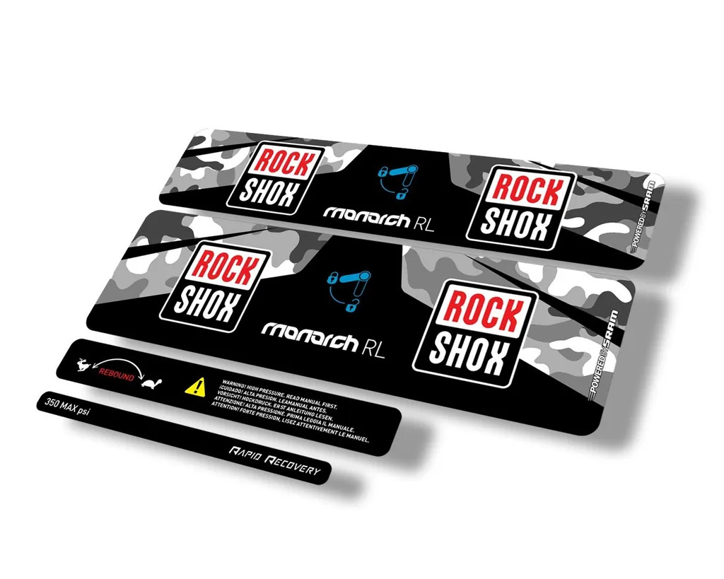 Rock Shox MONARCH RL 2016 Rear Shock Suspension Decal Sticker White Camo - 1