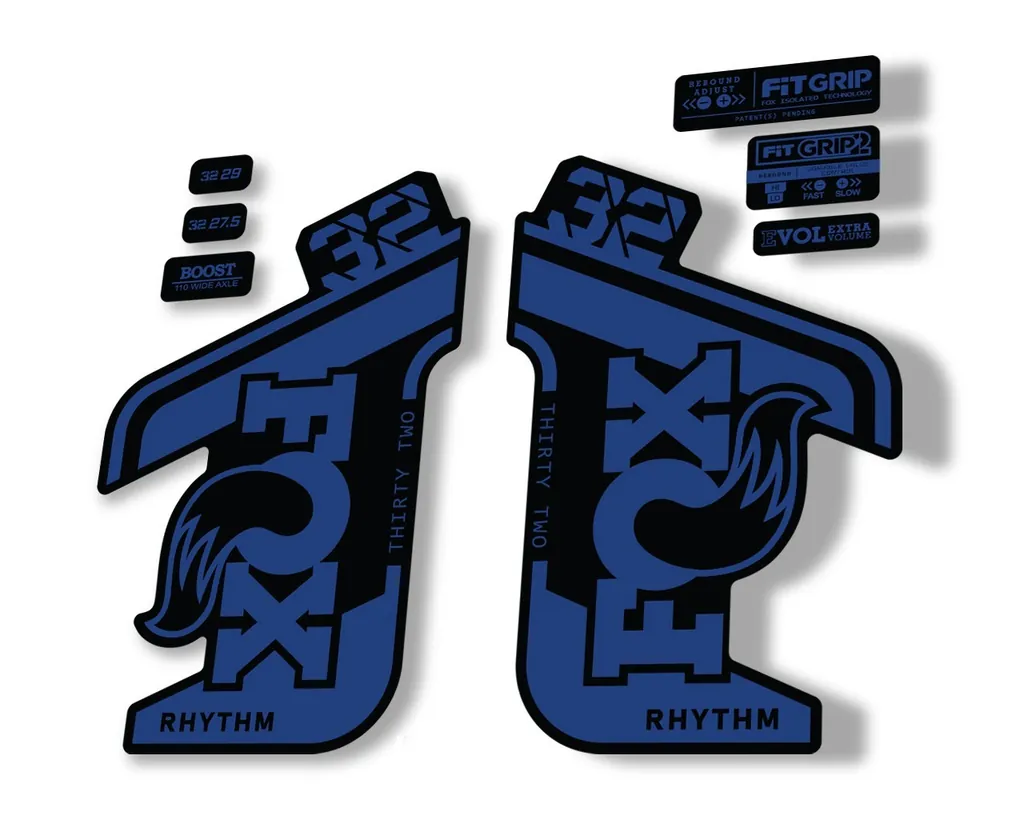 FOX 32 Rhythm 2021 Factory Fork Decals Suspension Sticker Dark Blue - 1