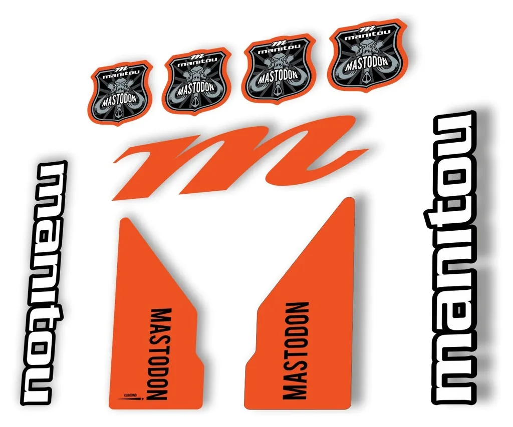Manitou Mastadon 2017 Fork Suspension Decal Kit Sticker Set Orange - 1