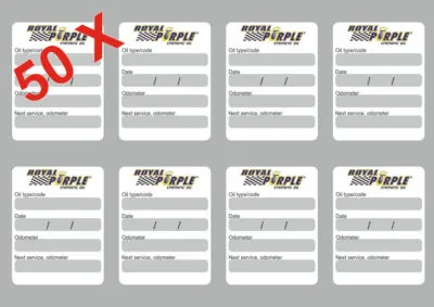 50x ROYAL PURPLE Oil Change Service Reminder Decals Adhesive Labels Die Cut - 1