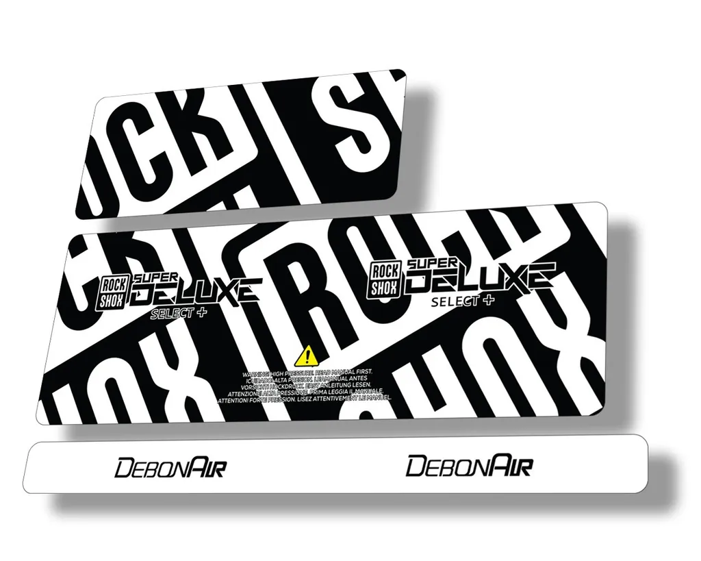 Rock Shox Super Deluxe Select Plus 2020 Rear Shock Decal Sticker Set Black - 1