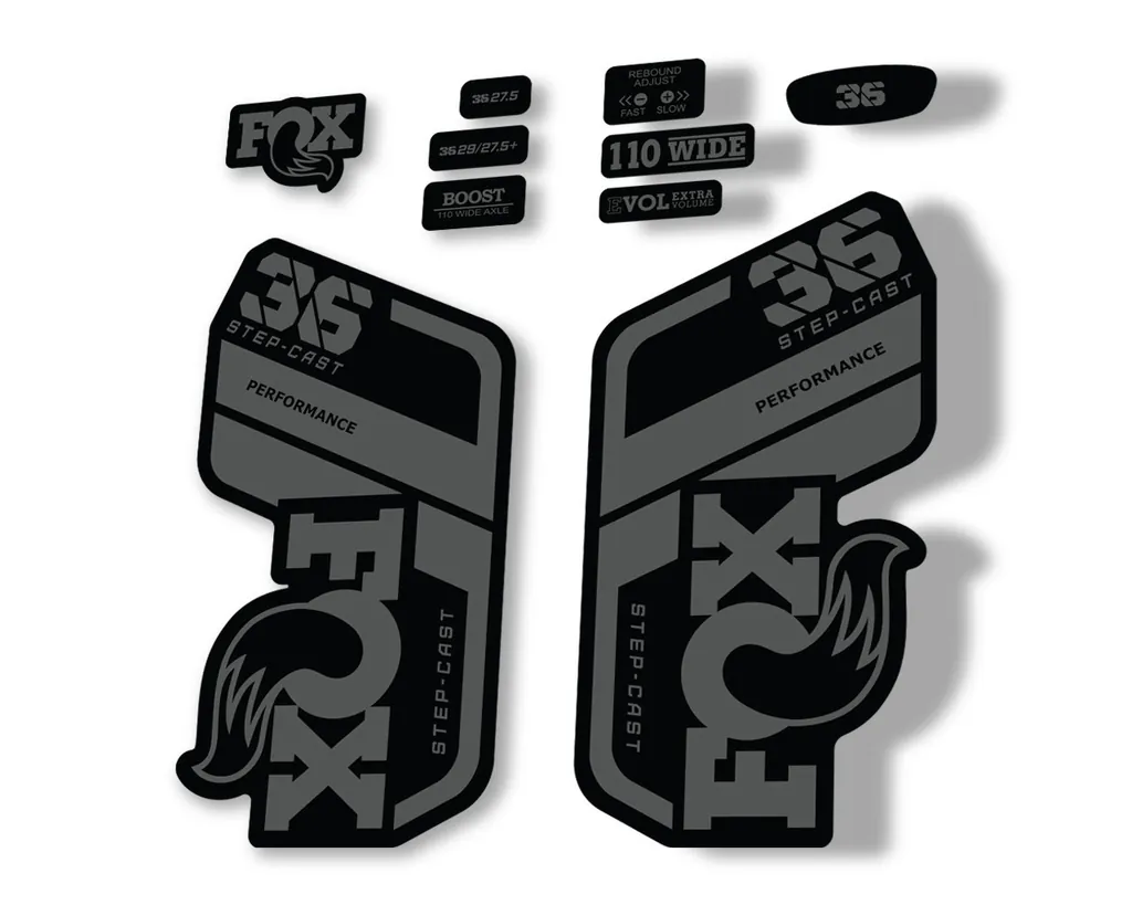 FOX 36 Step Cast SC 2021 Performance Fork Decals Suspension Sticker Gray - 1