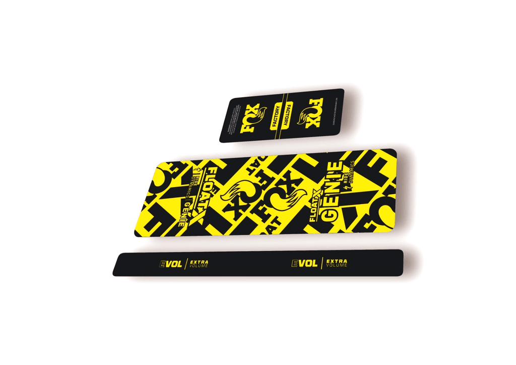 FOX Float X GENIE 2025 Rear Shock Decal Sticker Kit Adhesive Yellow - 1