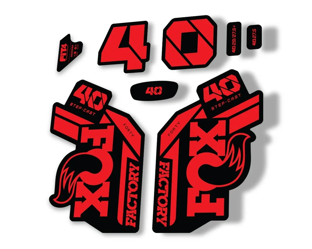 FOX 40 Step Cast SC 2021 Factory Fork Decals Suspension Sticker Adhesive Red - 1