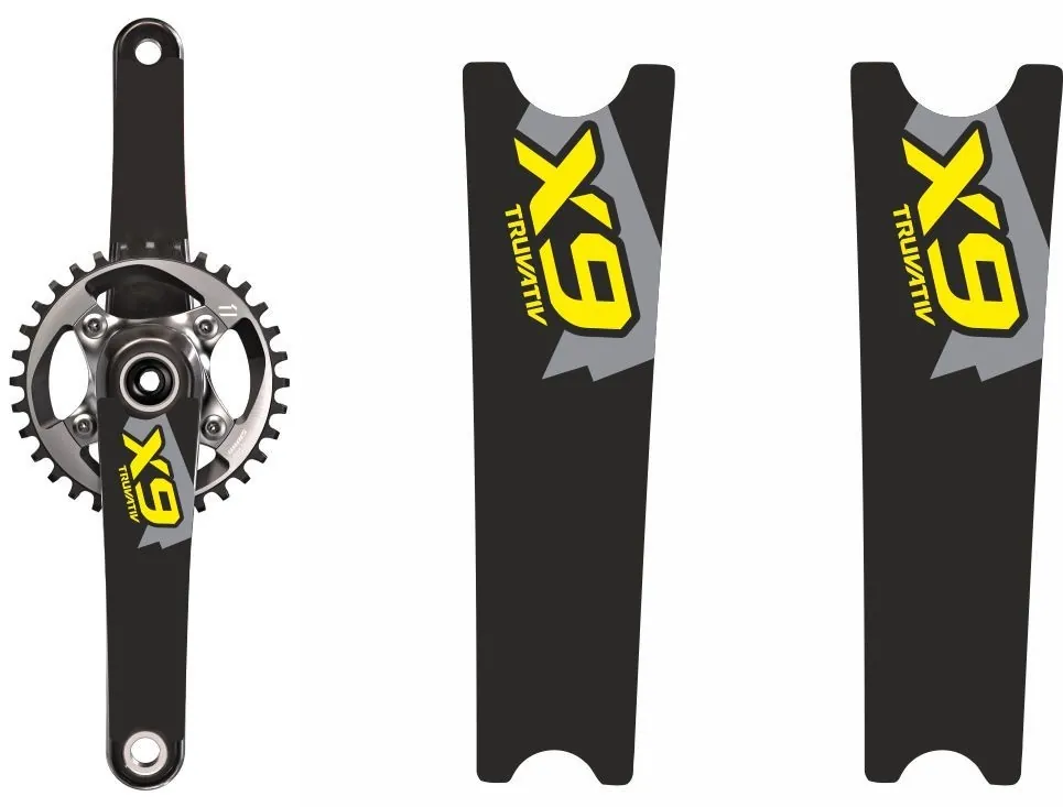 Crank Set Stickers Decals MTB SRAM X9 Mountain Bike Bicycle Adhesive 2Pcs Yellow - 1