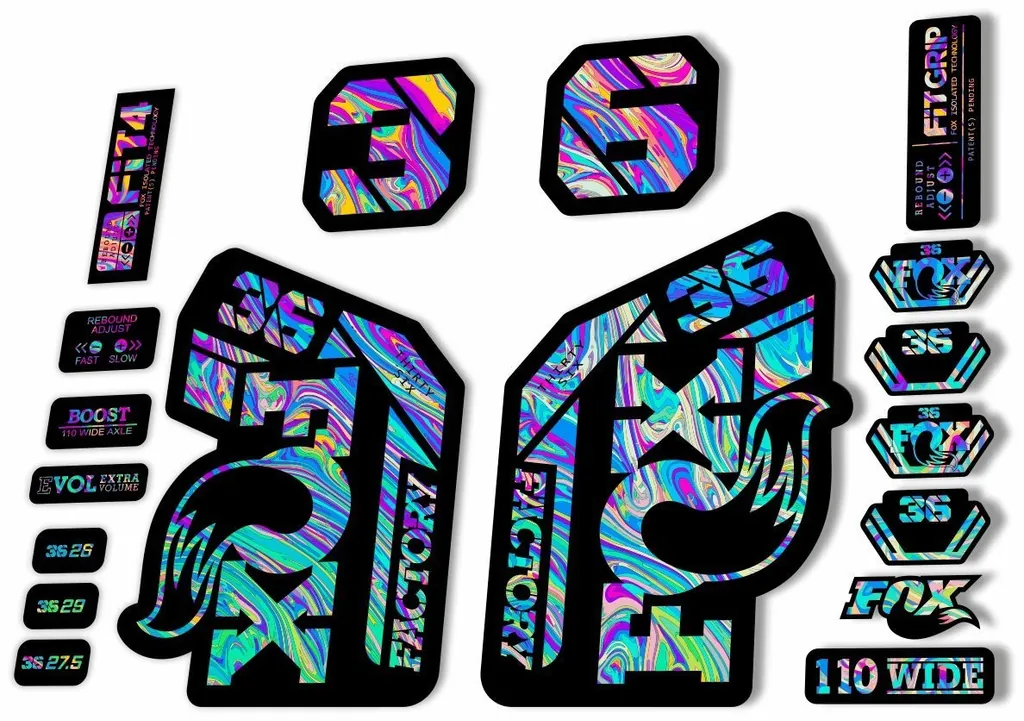 FOX 36 Fork Decal Sticker Set 2021 Factory MTB Suspension Graphics – Oil Slick 1 - 1