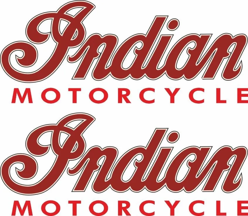 INDIAN MOTORCYLES Vinyl Sticker Decal Adhesive Set 8.4" x 2.9" Red 2 Pcs - 1