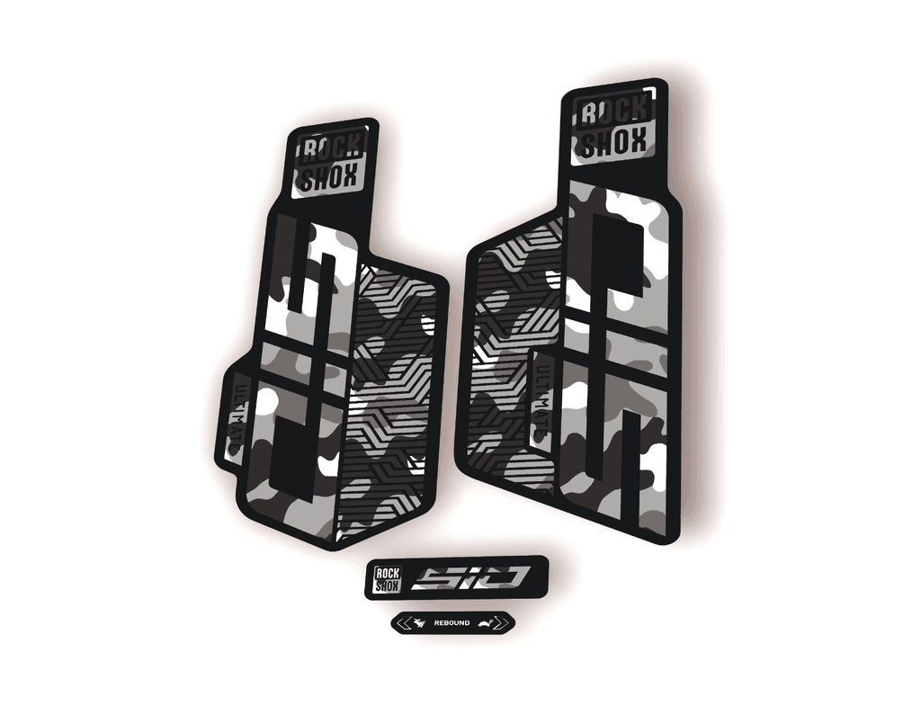 Rock Shox SID ULTIMATE 2025 Flight Attendant Bike Decal Sticker White Camo - 1