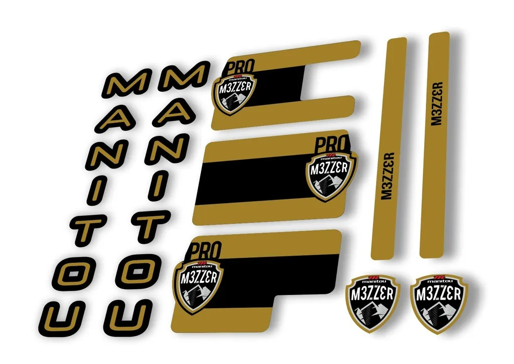 Manitou Mezzer Pro 2020 Fork Suspension Decal Kit Sticker Set Gold - 1