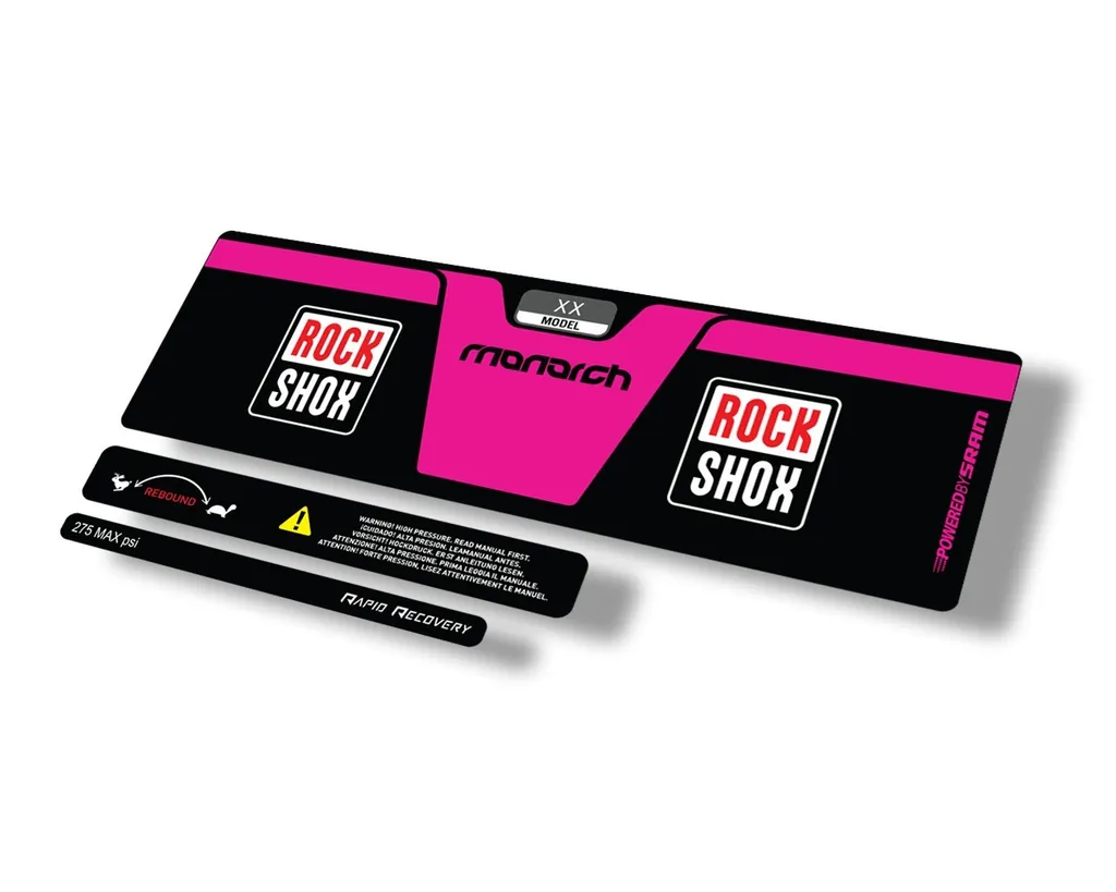 Rock Shox 2014 Monarch XX Rear Shock Decal Sticker Adhesive Set Pink - 1