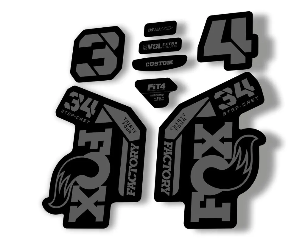 FOX 34 Step Cast SC 2023 Factory Fork Decals Suspension Sticker Gray - 1