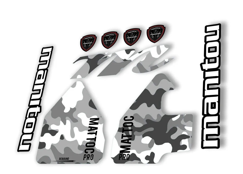 Manitou Mattoc Pro 2017 Fork Suspension Decal Kit Sticker Set White Camo - 1