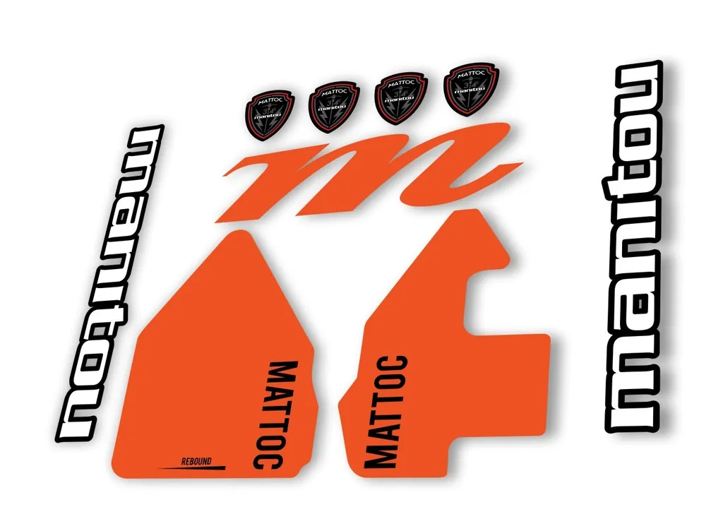 Manitou Mattoc 2017 Fork Suspension Decal Kit Sticker Set Orange - 1