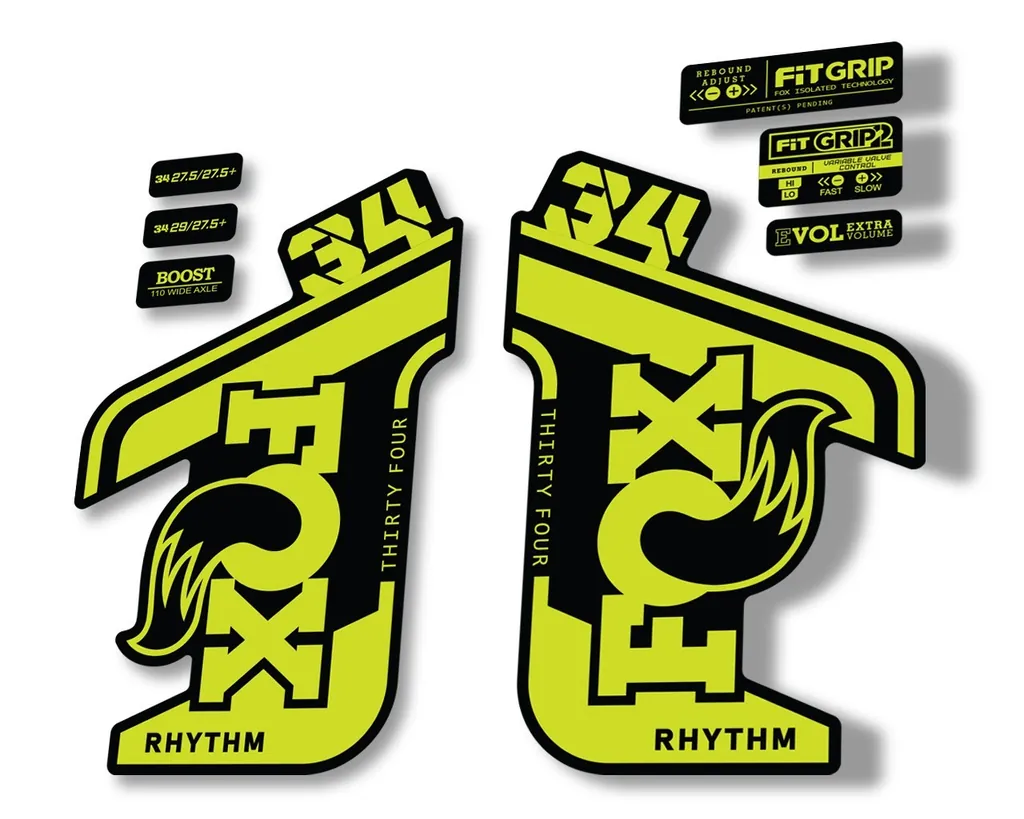 FOX 34 RHYTHM 2021 Forks Suspension Factory Decal Sticker Adhesive Lime Green - 1