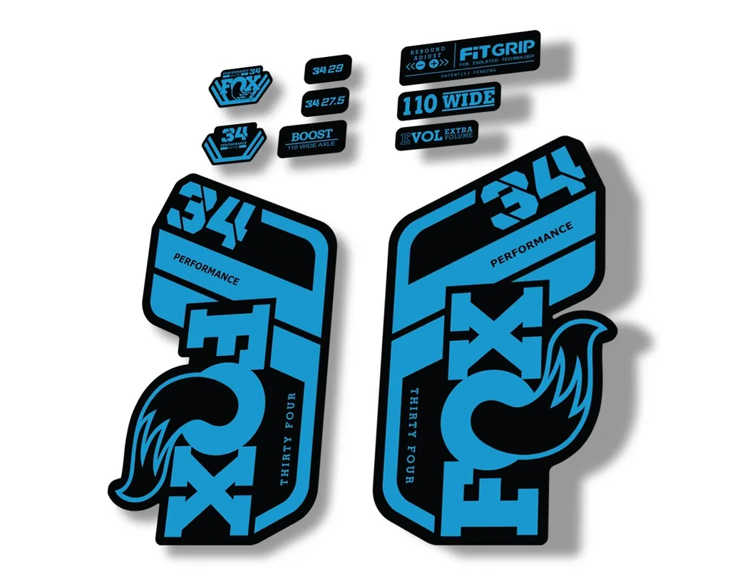 FOX 34 Performance 2021 Factory Fork Decals Suspension Sticker Blue - 1