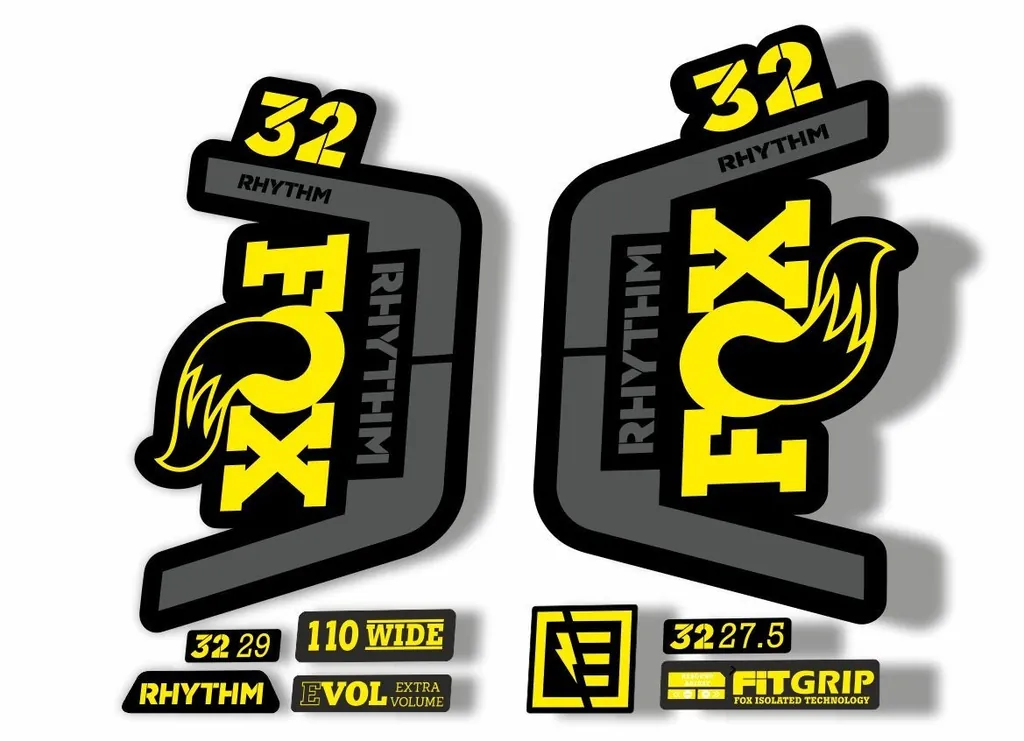 FOX 32 Rhythm 2019 Forks Suspension Factory Decal Sticker Adhesive Yellow-Gray - 1