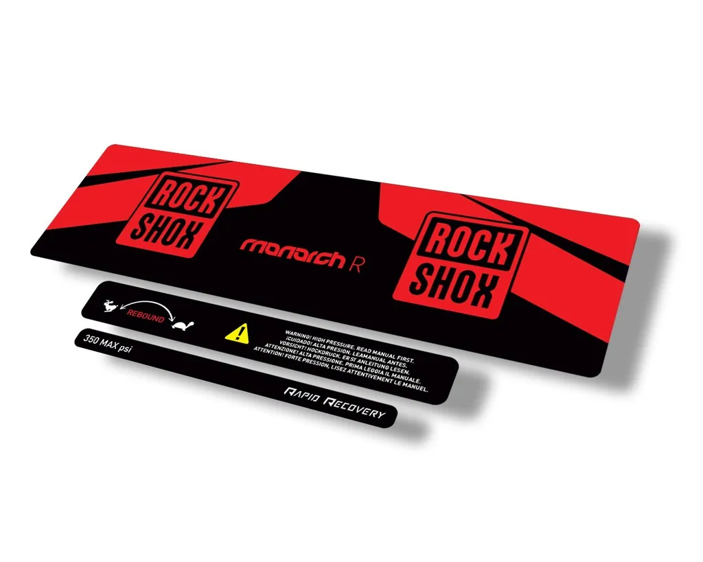 Rock Shox 2016 Monarch R Rear Shock Decal Sticker Adhesive Set Red - 1