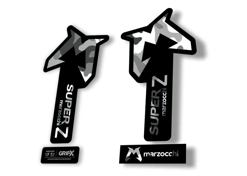 Marzocchi SUPER Z 2025 Fork Suspension Sticker Decal Kit Adhesive White Camo - 1