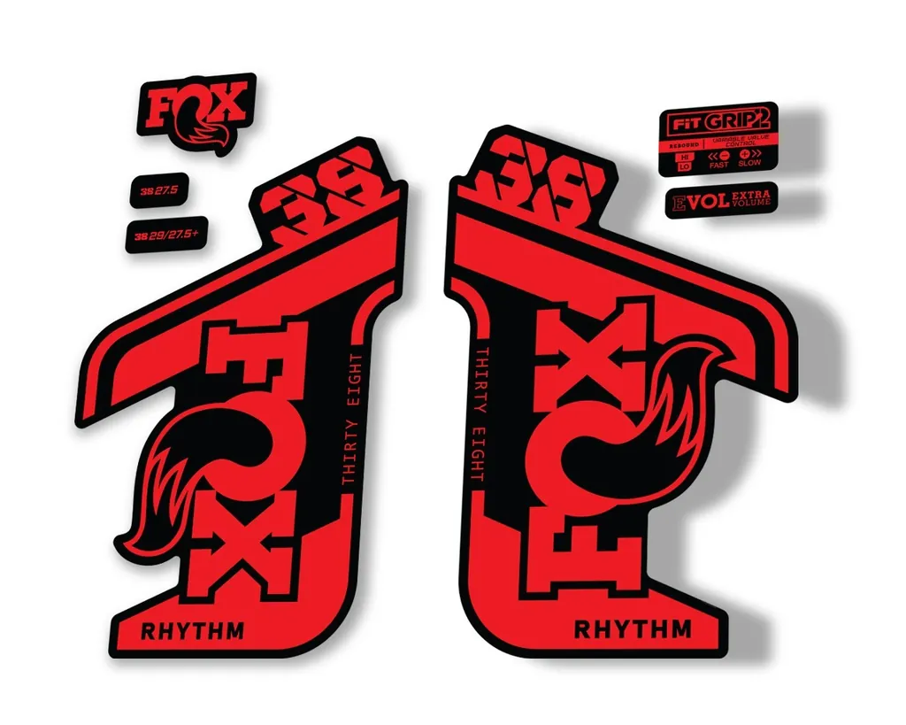 FOX 38 RHYTHM 2021 Fork Suspension Factory Sticker MTB Decal Adhesive Red - 1