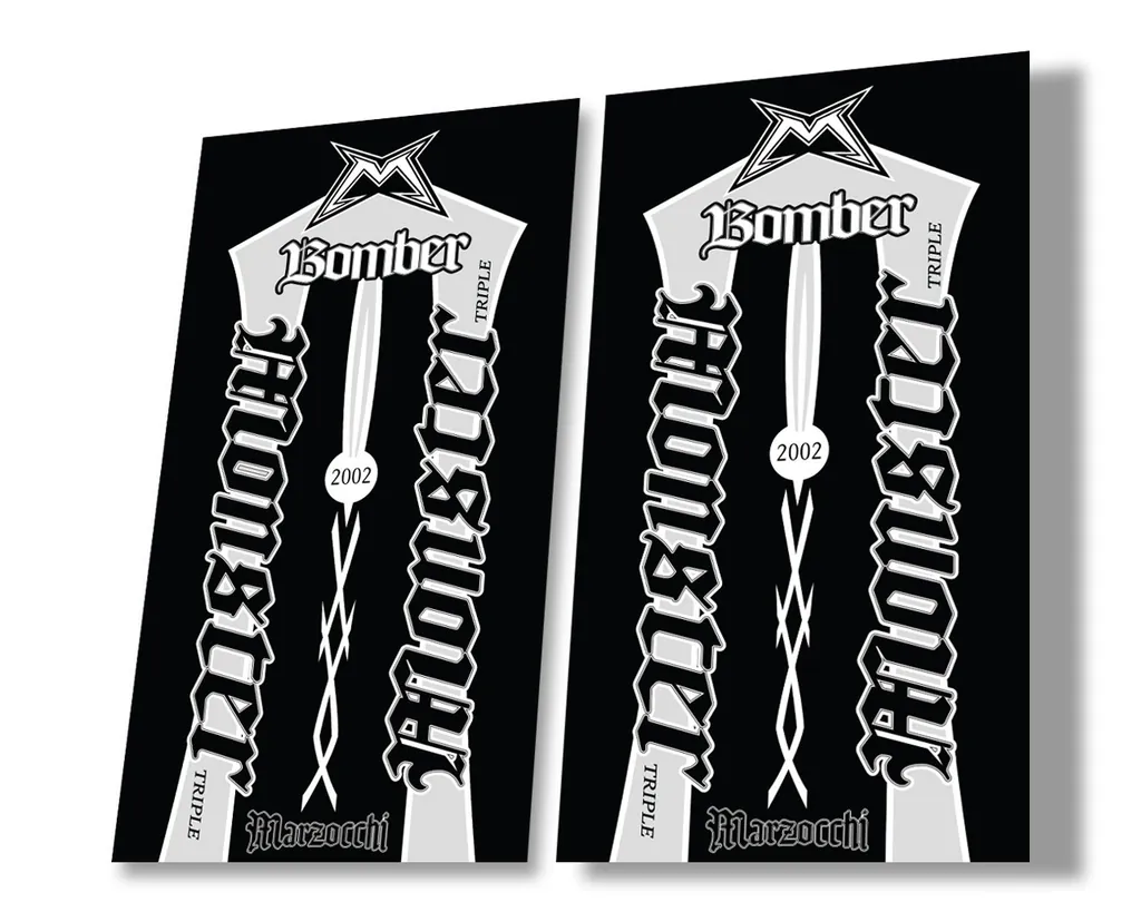 Marzocchi Bomber Monster 2002 Suspension Decal Kit Sticker Adhesive Gray - 1
