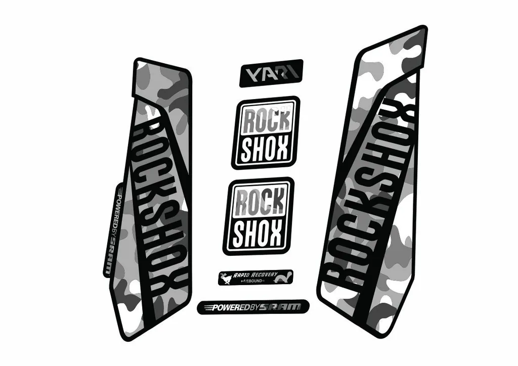 Rock Shox YARI 2015-16 Fork Decal Mountain Bike Cycling Sticker White Camo - 1