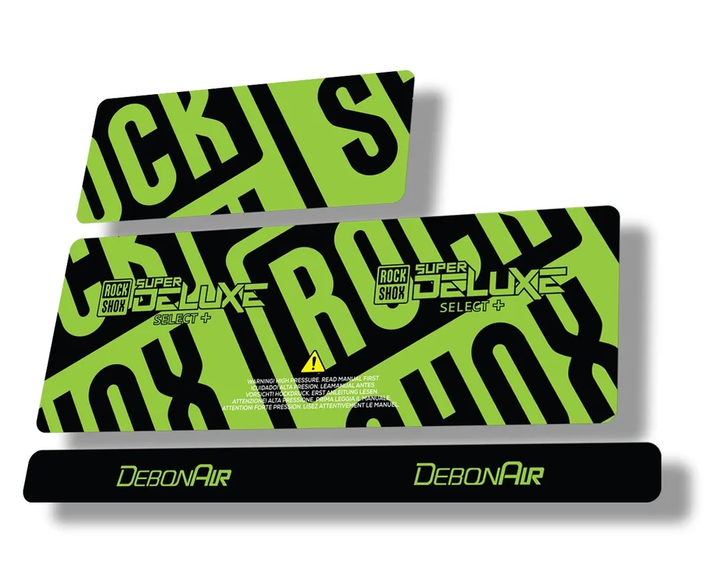 Rock Shox Super Deluxe Select Plus 2020 Rear Shock Decal Sticker Set Green - 1