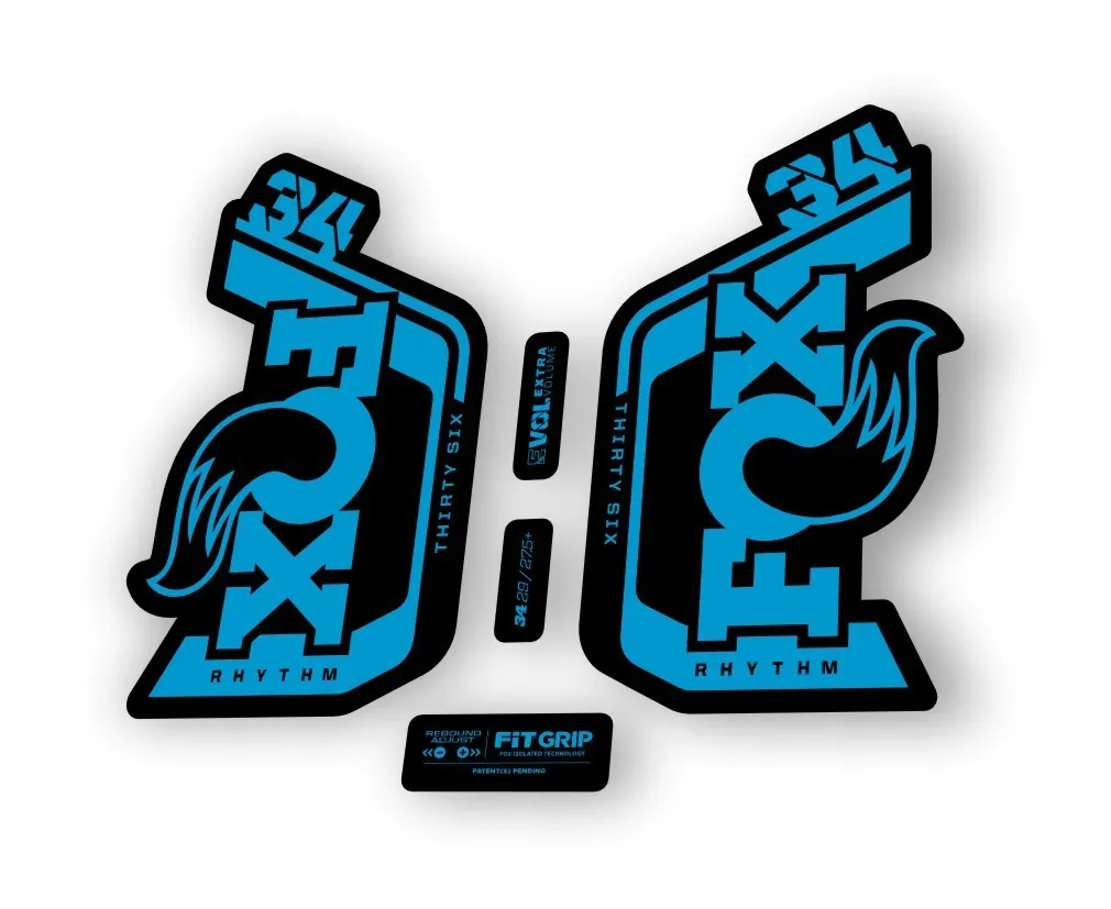 Fox 34 Rhythm 2024 Fork Suspension Factory Decal Sticker Adhesive Blue - 1