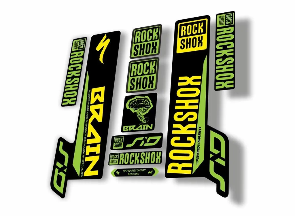 Rock Shox SID Brain 2018 Mountain Bike Cycling Decal Sticker Yellow Green - 1