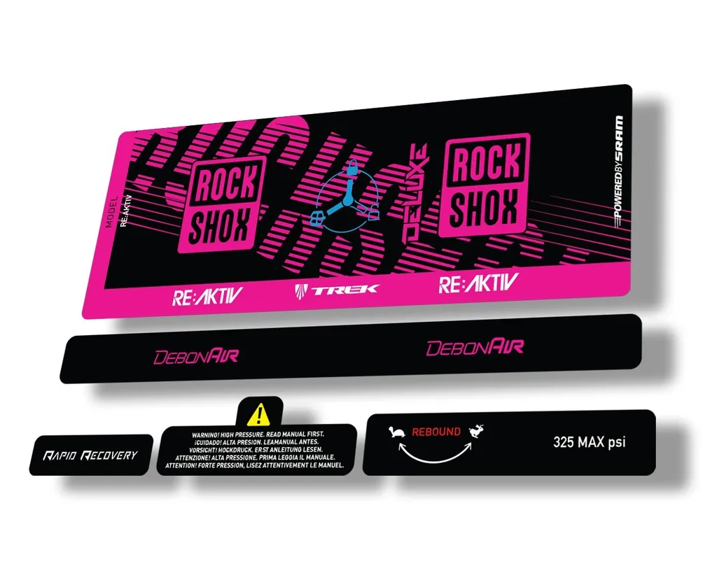 Rock Shox Deluxe RT3 RE AKTIV 2020 Rear Shock Decal Sticker Set Pink - 1
