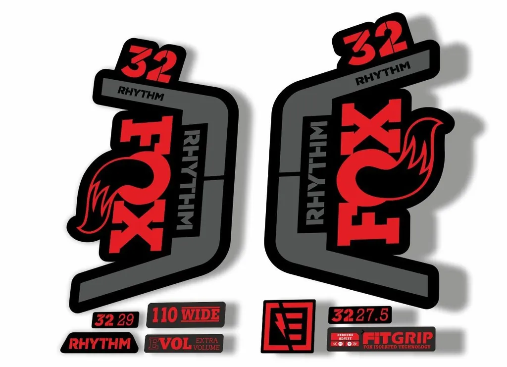 FOX 32 Rhythm 2019 Forks Suspension Factory Decal Sticker Adhesive Red-Gray - 1