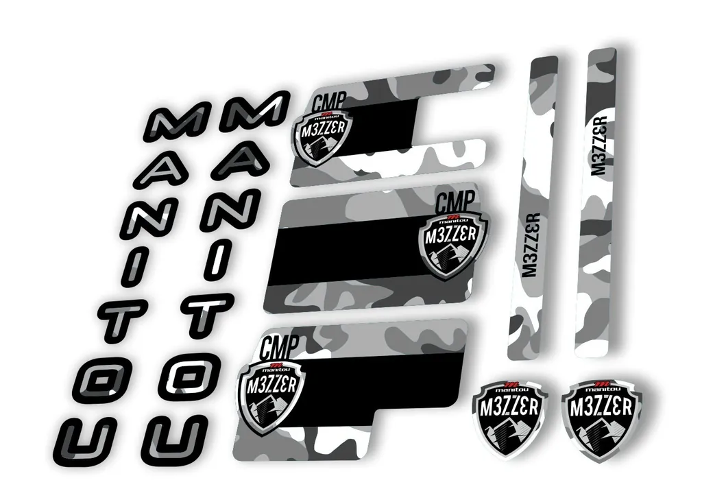 Manitou Mezzer Comp 2020 Fork Suspension Decal Kit Sticker Set White Camo - 1
