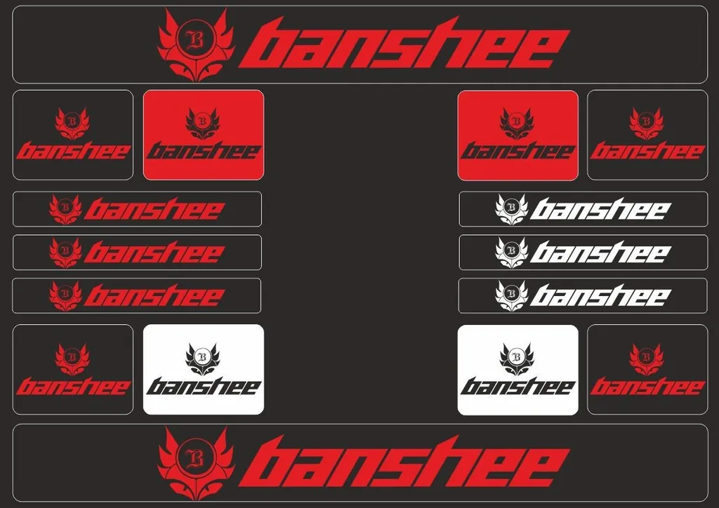 Bicycle Vinyl Frame Stickers Custom Compatible with BANSHEE Red - 1