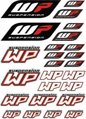 WP Suspension Bike Forks Decals Stickers Graphic Set Logo Adhesive Kit 25 Pcs - 1