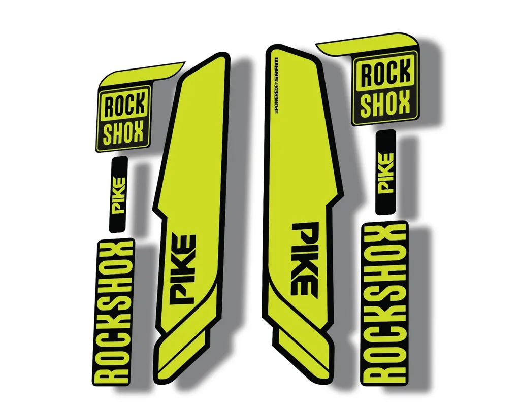 Rock Shox PIKE 2014 Mountain Bike Cycling Decal Kit Sticker Adhesive Lime Green - 1
