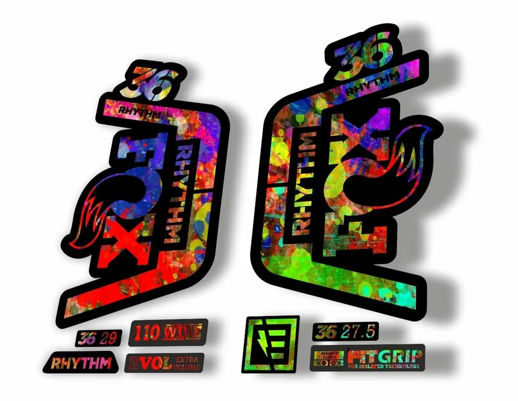 FOX 36 Rhythm 2019 Forks Suspension Factory Decal Sticker Adhesive Oil Slick - 1