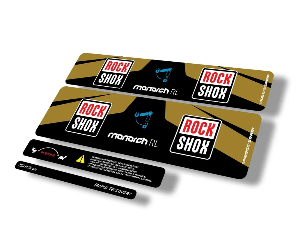 Rock Shox MONARCH RL 2016 Rear Shock Suspension Decal Sticker Adhesive Gold - 1