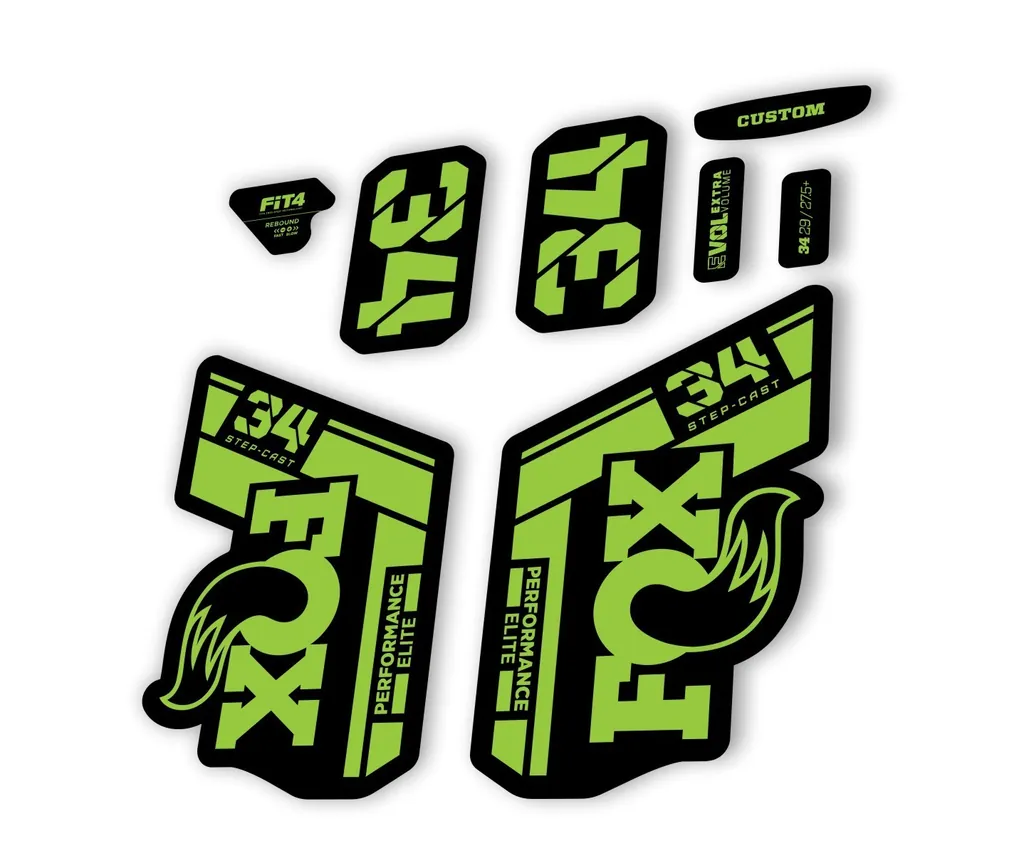 FOX 34 Step Cast Elite 2021 Factory Fork Decals Suspension Sticker Green - 1