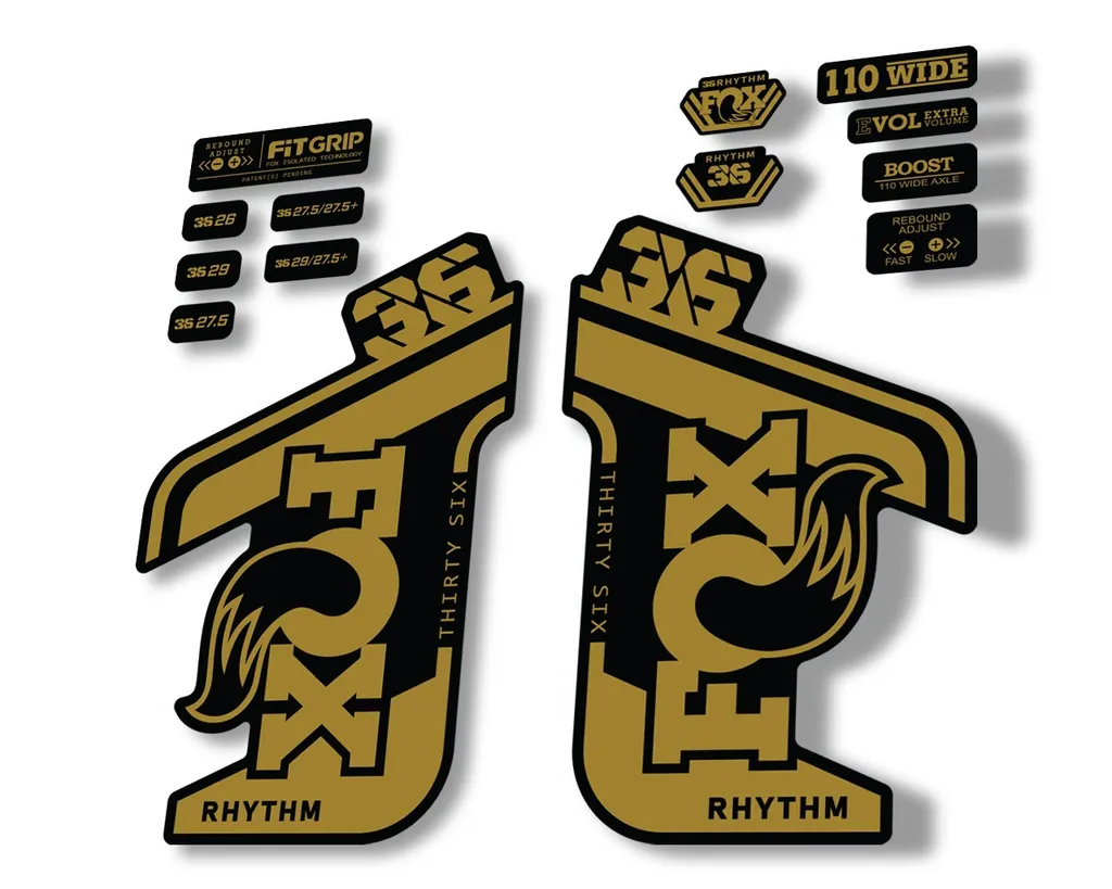 FOX 36 RHYTHM 2021 Forks Suspension Factory Decal Sticker Adhesive Gold - 1