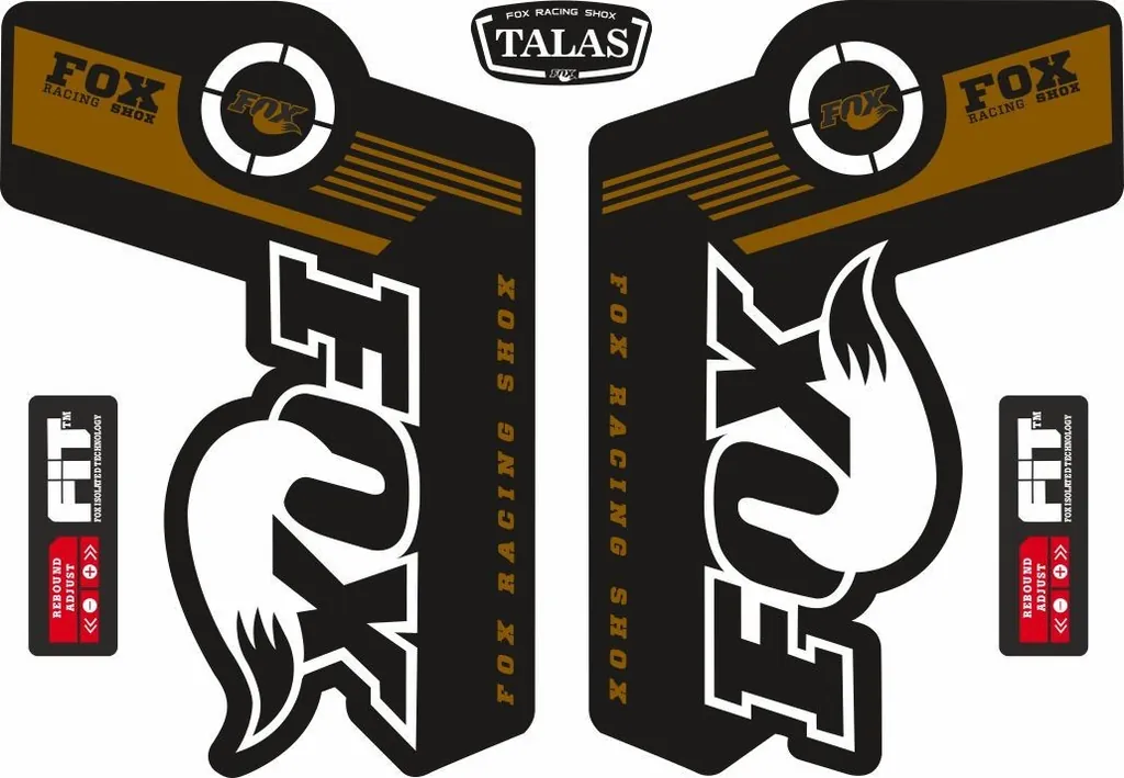 FOX TALAS Forks / Suspension Factory Style Decal Kit Sticker Adhesive Set Gold - 1