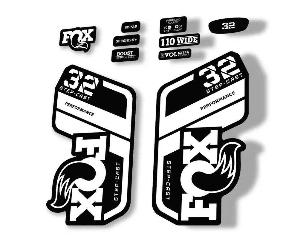 FOX 32 Step Cast Perf. 2021 Factory Fork Decals Suspension Sticker White - 1